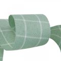 Floristik24 Gift ribbon green pastel checkered deco ribbon 35mm 20m