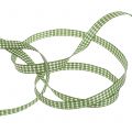 Floristik24 Gift ribbon check green 8mm 20m