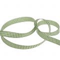 Floristik24 Gift ribbon check green 15mm 20m