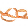 Floristik24 Gift Ribbon Check Orange 15mm 20m