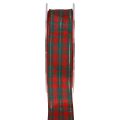 Floristik24 Gift ribbon checkered fabric ribbon red green Scottish 25mm 20m