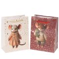 Floristik24 Christmas Gift Bags with Mouse Motif, 16cm, Set of 2