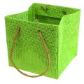 Floristik24 Gift bags woven with handles green, yellow, purple 10.5cm 12pcs