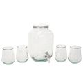 Floristik24 Glass Drinks Dispenser with Tap and 4 Glasses, 25.5cm