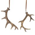 Floristik24 Rustic Antler Decorations Set of 6, Polyresin, 13-15 cm, Brown with Gold Accents