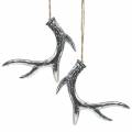 Floristik24 Deco hanging antlers silver-antique 12cm x 11cm 4pcs