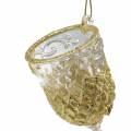 Floristik24 Hanging decoration Champagne glass Gold with glitter 10cm 4pcs