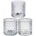 Floristik24 Glass lantern pattern mix, candle decoration, decorative glass vessel, table decoration 3 pieces in a set