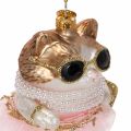 Hand-Painted Glass Cat Christmas Tree Ornaments with Tutu, 11 cm, Set of 2 | Floristik24.co.uk
