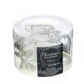 Floristik24 Mini Christmas tree decorations mix glass white, silver assorted 4cm 12pcs