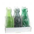 Floristik24 Glass bottle vase Ø5cm H16cm green / gray 6pcs
