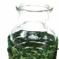 Floristik24 Deco bottle glass with raffia green H10cm 4pcs