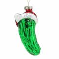 Floristik24 Christmas tree decorations Christmas cucumber with hat green 11.5cm
