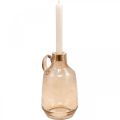 Floristik24 Candlestick Glass Candle Light Brown Glass Deco H22cm