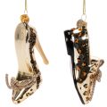 Glass Shoe Ornaments with Leopard Print, Gold-Colored Glass, 13 cm, Set of 2 | Floristik24.co.uk