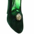 Floristik24 Velvet glass shoes green 12cm 2pcs