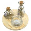 Floristik24 Vase set on wooden tray, table decoration with dried flowers, lantern natural, transparent Ø18cm
