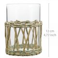 Floristik24 Glass vase cylinder braided grass table decoration glass Ø8cm H12cm