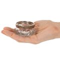 Set of 4 Clear Glass Tealight Holders with Silver Metal Rim, 6 x 3 cm | Floristik24.co.uk