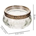 Set of 4 Clear Glass Tealight Holders with Silver Metal Rim, 6 x 3 cm | Floristik24.co.uk