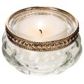 Set of 4 Clear Glass Tealight Holders with Silver Metal Rim, 6 x 3 cm | Floristik24.co.uk