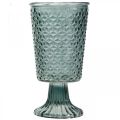 Lantern with foot, cup glass, decorative glass gray Ø10cm H18.5cm