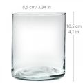 Floristik24 Round glass vase, clear glass cylinder Ø9cm H10.5cm