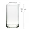 Floristik24 Round glass vase, clear glass cylinder Ø9cm H15.5cm