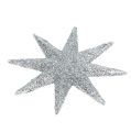 Floristik24 Glitter star silver Ø10cm 12pcs
