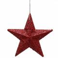 Floristik24 Glitter star red mix 9.5/5cm 18 pieces