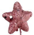 Floristik24 Glitter stars on the wire Ø3,5cm Pink 12pcs