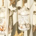 Metal Bell with Winter Village Design 20cm White and Gold | Floristik24.co.uk