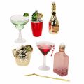 Floristik24 Plastic Cocktail Christmas Tree Ornaments, 6 Assorted Glass and Bottle Decorations, Up to 14 cm