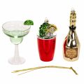 Plastic Cocktail Christmas Tree Ornaments, 6 Assorted Glass and Bottle Decorations, Up to 14 cm | Floristik24.co.uk