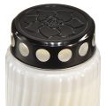 Floristik24 Grave candle lid motif flower white black 10 days H27cm