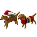 Floristik24 Dachshund Christmas Tree Ornaments Set, Felt, 16cm, Brown and Multicolored, Indoor Use Only