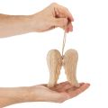 Wooden Angel Wings Hanging Ornament 12cm Natural Decoration | Floristik24.co.uk