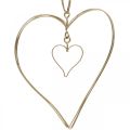 Floristik24 Decorative heart for hanging, hanging decoration metal heart golden 10.5 cm 6 pieces