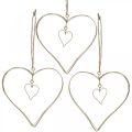 Floristik24 Decorative heart for hanging, hanging decoration metal heart golden 10.5 cm 6 pieces