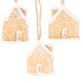 Gingerbread House Ceramic Hanging Decoration Winter Christmas Decoration 6cm 3pcs | Floristik24.co.uk