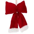 Floristik24 Red Flannel Hanging Bow with White Plush Trim, 25cm