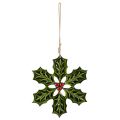 Holly Hanging Decoration 26cm Wooden Ornament with Red Berries | Floristik24.co.uk