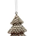 Floristik24 Hanging Decoration Christmas Tree with glitter Champagne 6,5cm 6pcs