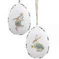 Floristik24 Eggs with bunny, Easter eggs to hang, metal decoration white H10.5cm 4pcs
