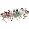 Floristik24 Fairies to hang, spring decoration, elf decoration, wooden pendant pink, turquoise, white H10-11.5cm 9pcs