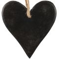 Hanging decoration slate heart decorative hearts black 10.5cm 4pcs