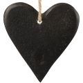 Floristik24 Hanging decoration slate heart decorative hearts black 7cm 6pcs