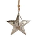 Hanging decoration star metal Christmas decoration silver 15.5cm 3pcs