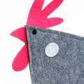 Floristik24 Decorative rooster made of felt with dots grey, white, pink 30cm x 5cm H31.5cm Easter decoration, shop window