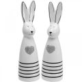 Floristik24 Rabbit ceramic black and white, Easter bunny decoration pair of rabbits with heart H20.5cm 2pcs
